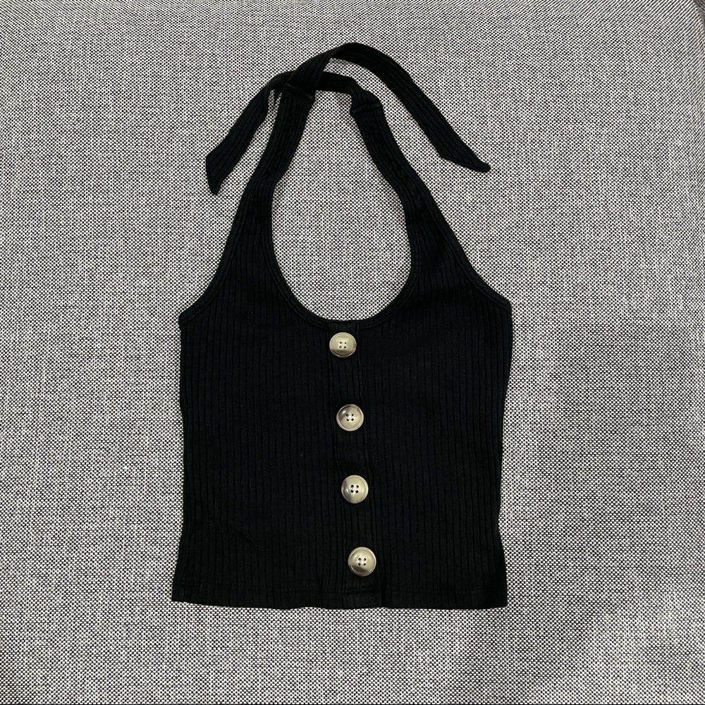 Hollister Black halter crop top